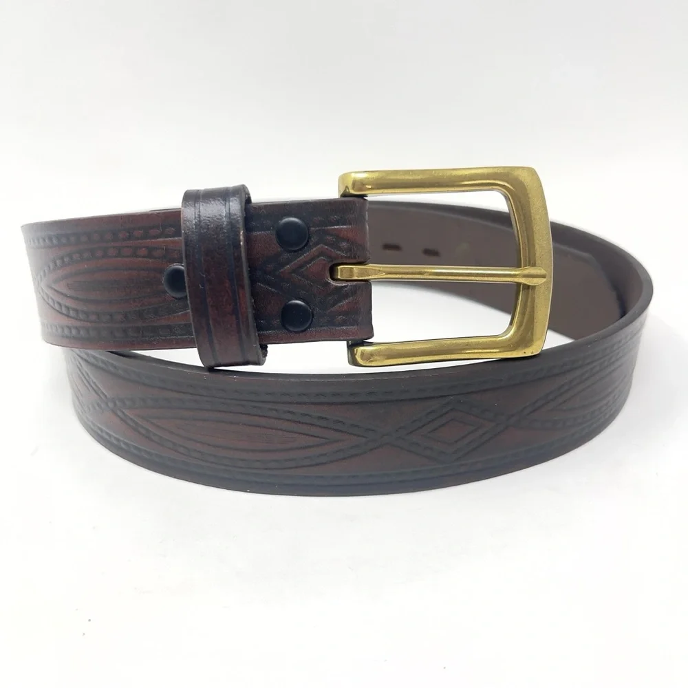 New Without Tags Wrangler Men's Diamond Rope‎ Embossed Brown Leather Belt